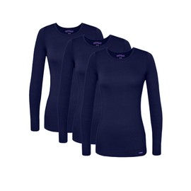 Sivvan Scrubs for Women - Long Sleeve Comfort Underscrub Tee 3-Pack - S85003 - Navy - L