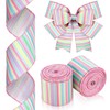 Dingion 2 Rolls 20 Yards Spring Wired Edge Ribbon Horizontal