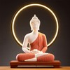 QINLANG 12 inch Red Buddha Statue and 15.74 inch LED
