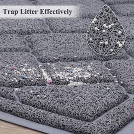 VIVAGLORY Cat Litter Tray Mat, Durable Litter Box Mat Kitty Litter Mats, 35"×23" Catch Litter Rug, Stay in Place, Keep Floors Clean, Traps Litter from Box, Grey-Chic Pattern