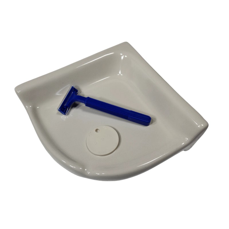 Almond Beige Almond Bone Ceramic Shower Corner Tray Soap Dish