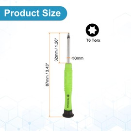 HARFINGTON 5pcs T6 Torx Mini Screwdriver 3mm Torx Head 87mm Length for Small Appliances Repairs, Yellow Green