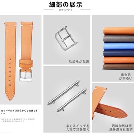 [BINLUN] Genuine Leather Watch Band Quick Release Leather Watch Strap for Men Women Replacement Watch Strap Unisex 12mm 14mm 16mm 18mm 20mm 22mm 24mm 4 Colors (Orange/Black/Brown/Light Brown),