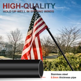 Flag Pole Kit with 3x5 Embroidered American Flag - 6ft Tangle Free Flagpole for Outside House with Windproof Bracket,Heavy Duty Stainless Steel Flagpoles for Residential Commercial Use - Black