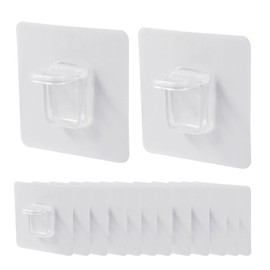 Kyuionty 12PCS No Drill Shelf Support Pegs, Adhesive Shelf Bracket Nail-Free Plastic Shelf Clips for Kitchen Cabinet Book Shelves Closet Clapboard Layer, 7cm x 7cm