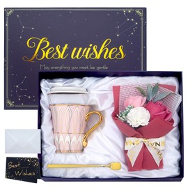Mother's Day Gift, Mother's Day Gift, Birthday Gift, Women's Gift, Popular, Mother's Day Gift, Retirement Gift, Soap Flower, Bouquet, Coffee Cup, Practical Gift, Mug with Lid, 40s, 50s, 60s, Mother-in-law, Grandmother, Birthday, Celebration, Wife, Girlfriend, Wedding Anniversary, Farewell Party, Gift, Mother, Gift, Stylish, Women's Gift (Deep Pink, Soap Flower, Bouquet & Pink Cup)
