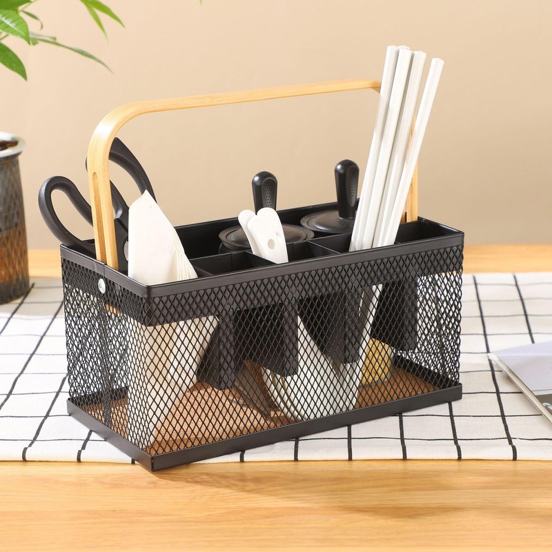 AJIODA Utensil Caddy Metal Mesh Silverware Cutlery Organizer Basket with