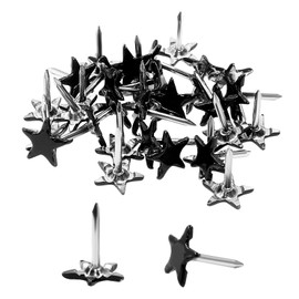 Piutouyar 150 Pcs Star Push Pins, Black Upholstery Tacks Star Shaped Decorative Thumb Tacks Metal Upholstery Pins for Upholstered Furniture Cork Board DIY Projects or Home Decor 11 x 13mm