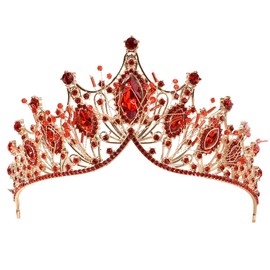 Moonight Wedding Crown for the Bride, Rhinestone Princess Tiara for Women, Prom Queen / Pageant / Bridal, Handmade Hair Accessories, Rose Gold Crown (Golden Crown, Earrings and Necklace - 3-Piece Set).