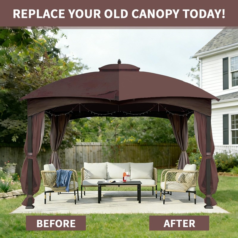 SCOCANOPY Brown Replacement Top Compatible with Lowe's Allen Roth 10X12