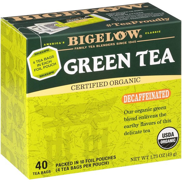Bigelow Decaffeinated Organic Green Tea Bags, 40 ct