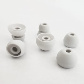 Luckvan Almohadillas de silicona para auriculares Powerbeats Pro, Powerbeats 4, 2 y 3 Beats Flex de repuesto, 8 pares L/M/S de doble brida de goma Powerbeats para las orejas, color gris y blanco