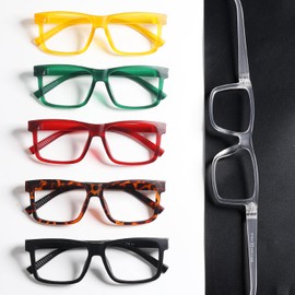 BLUELESS Oversize Reading Glasses Men Metalless Screwless Spring Hinges 6 Pack Readers for Wide Face +1.25