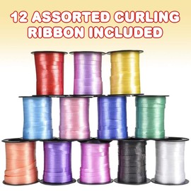 ArtCreativity Assorted Curling Ribbon Rolls, Pack of 12, Colorful Ribbons for Gift Wrapping, Hair Accessories, Centerpieces, Crafts, and Decorations, Each Roll with 60ft -12 Colors