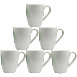 superyes Große Keramikbecher-Set, 360 ml, Fass für Cappuccino-Latte, handlicher Griff, spülmaschinenfest, mikrowellengeeignet, Weiß, 6 Stück