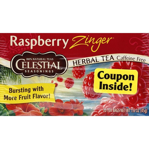 Celestial Seasonings Herb Tea Raspberry Zinger, 20-count (Pack of6) ( Value Bulk Multi-pack)