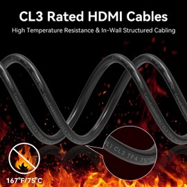DGHUMEN 100Ft CL3 Rated HDMI Cables, 8K 48Gbps Fiber Optic Ultra High Speed Long HDMI 2.1 Cord, in-Wall CL3 Cable for Pipes, HDMI to HDMI, Male to Male - (100 Ft-CL3 Rated)