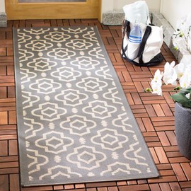 SAFAVIEH Courtyard Collection 2'3" x 6'7" Anthracite/Beige CY6926 Indoor/ Outdoor-Waterproof Easy-Cleaning Patio Backyard Mudroom Runner-Rug