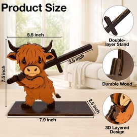 Funny Highland Cow Toilet Paper Holder, 3D Highland Cow Bathroom Decor, Cute Cartoon Animal Toilet Paper Roll Holder Free Standing for Bathroom Home, Fun Gift for Home, Friends & Family