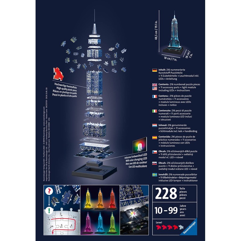 Ravensburger 125791 3D Puzzle Eiffel Tower at Night 216 Pieces