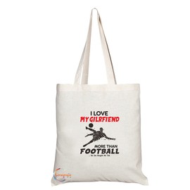 Coralgraph Inc TB1314 I Love my Girlfriend more than Football .. Yes She bought me This Tea Novelty Present Gift Printed Eco-Friendly Stylish Long Handled Tote Shoulder Bag