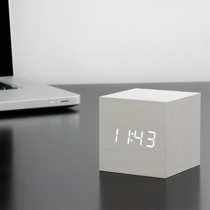 Gingko Cube LED Click Clock Alarm Clock with Sound Activation
