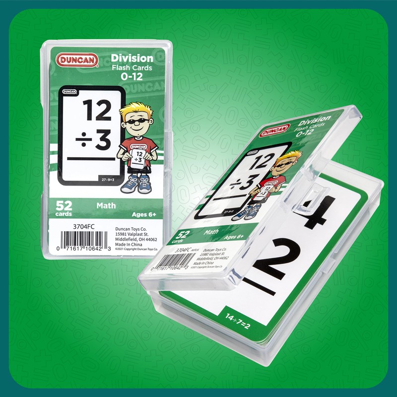 Duncan Flash Cards- Division, Green & White, (3704FC), Medium