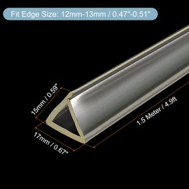 sourcing map U Channel Edge Trim, 4.9ft Length Rubber Guard Seal Strip Edge Protector Fit for 12-13mm Edge, (19/32" W x 43/64" H) Clear
