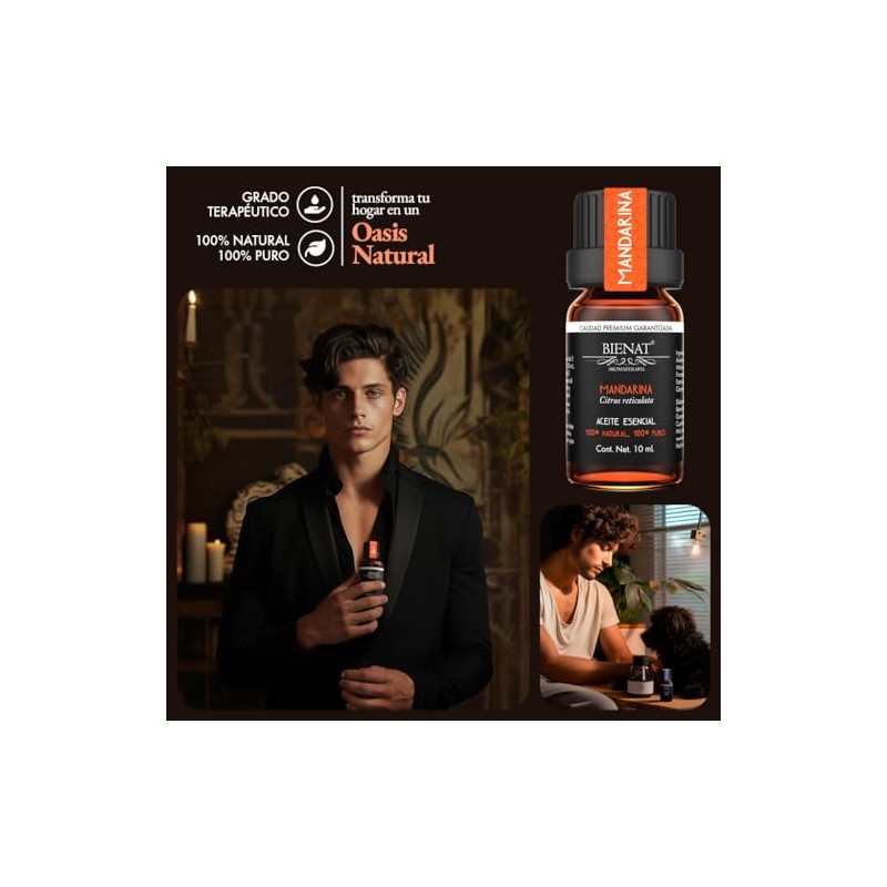 Bienat | Aceite Esencial de Mandarina 10mL Natural | Difusor