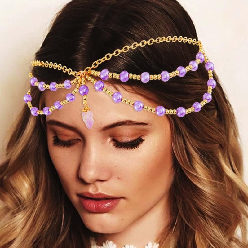 Generse Boho Head Pearl Gold Head Bow Women Girls Hair