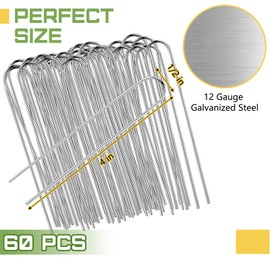 120 PCS Irrigation Drip Tubing Landscape Staples 5 Inch U Shape Garden Stakes Galvanized Landscape Pins for 1/4 Inch Irrigation Hose Lawn Nails 1/4 Inch to 1/2 Inch Loop Stake for Drip Tubing