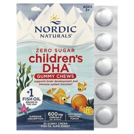 Nordic Naturals, DHA for Children™ Gummy Chew, Ages 3 and up, Tropical Punch, 30 Gummy Jelly Pieces (355mg per piece) / Nordic Naturals (노르딕 내추럴스), 어린이용 DHA™ 구미젤리 츄, 만 3세 이상, 트로피컬 펀치, 구미젤리 30개(구미젤리 1개당 355mg)