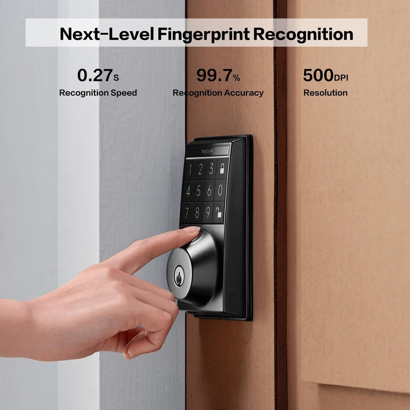 Keylynx 4-in-1 Smart Door Lock with APP Control, Fingerprint Door