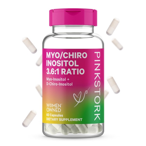 Pink Stork Myo-Inositol & D-Chiro Inositol: 3.6:1 Blend to Support Hormone Balance for Women, Ovarian Function, Conception, and Menstrual Cycle, Fertility Supplements for Women - 60 Capsules