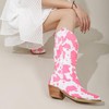 Cozivwaiy Women Cow Print Cowgirl Boots Chunky Heel Half Boots