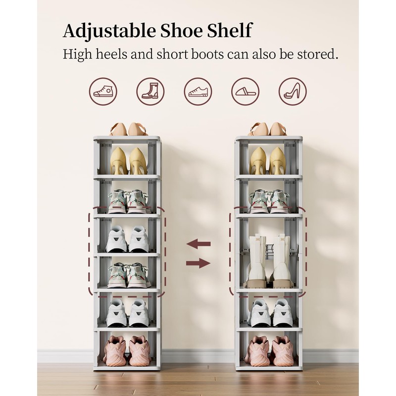 HAIXIN 10 Tier Narrow Shoe Rack, Shoe Rack for Closet,