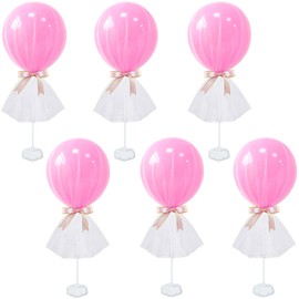 Elecrainbow 6 Pack Pink Tutu Tulle Centerpieces for It's a Girl, It's Twins and Oh Baby Baby Shower Centerpieces, Girl Birthday, Wedding, 44 Units