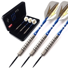CUESOUL 28 Grams Tungsten Steel Tip Darts Set 93% Tungsten with Luxury Case