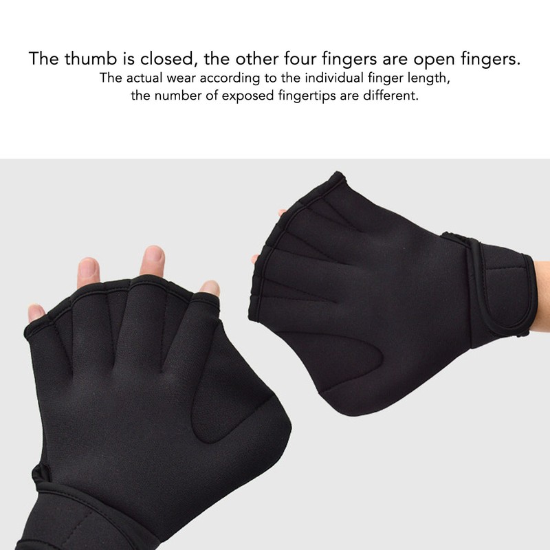 2Pcs Swimming Webbed Gloves Open Fingers Adjustable Swimming Training Gloves