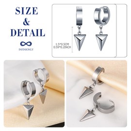 INFINIONLY Men's Stainless Steel Creole Earrings Creative Arrow Stud Earrings for Women Teenagers Simple Fashion Triangular Arrow Earrings Fashion Earrings, Stainless Steel