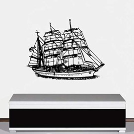 Wall Tattoo Sticker Gorch Fock Bark Getakeltes Sail Schuls Chiff German German Navy Sailing Ship Bundeswehr Marine Decal Quill Drax Decoration Sailor 58X45 cm Black # A2886