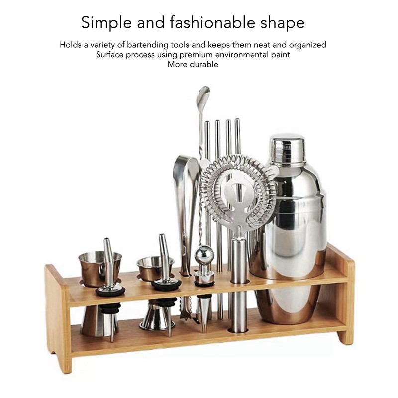 Bartender Kit Stand Large Capacity Space Saving Bamboo Wood Bartending