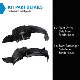 TRQ Front Inner Fender Liner Set Compatible with 2013-2017 Hyundai Accent HY1248136 HY1249136