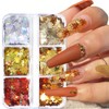 Maple Leaf Nail Glitter Sequins 3D 6 Grids Fall Holographic