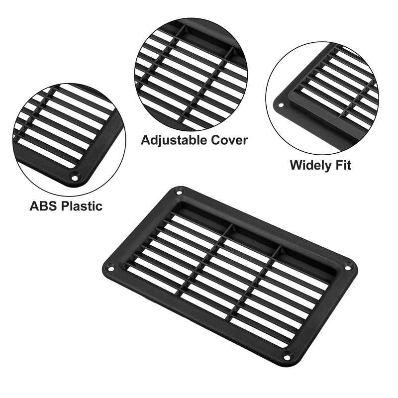 ACROPIX 19X12cm Rectangular Black RV Air Vent Panel Ventilation Grill