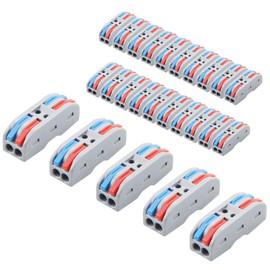 ALITOVE 2 Wire Connectors Push-in 25pcs Lever Nuts Quick Connect Wire Splice Connectors Compact Circuit Inline Terminals for Electric Wire Splicing Project, 28-12 AWG, 2 in 2 Out