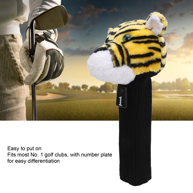 Golf Club Head Cover Plush Nylon Cute Tiger Head Protective