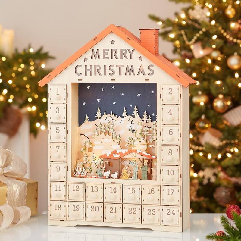 Kurt S. Adler 19-Inch Battery-Operated Light-Up Advent Calendar House with