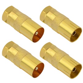 VISSQH Coaxial Adaptor F Type Male to Coaxial Male, Female Adapter, Coaxial Cable F Male Adapter Coaxial Male Female Converter Pack of 4