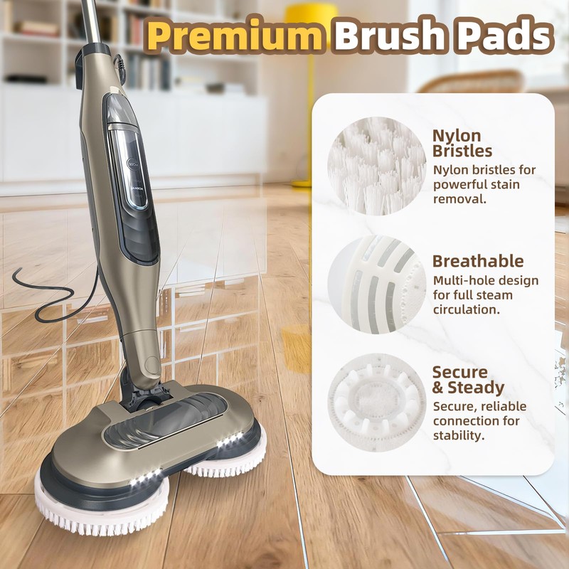 Nicemiya 2 Pack Upgraded Steam Mop Brush Pads for Shark